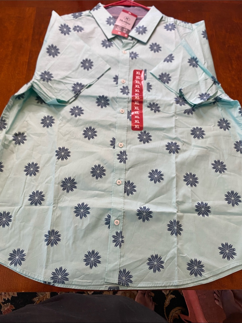 Hurley Mint Green Short-Sleeve Floral Button-Up